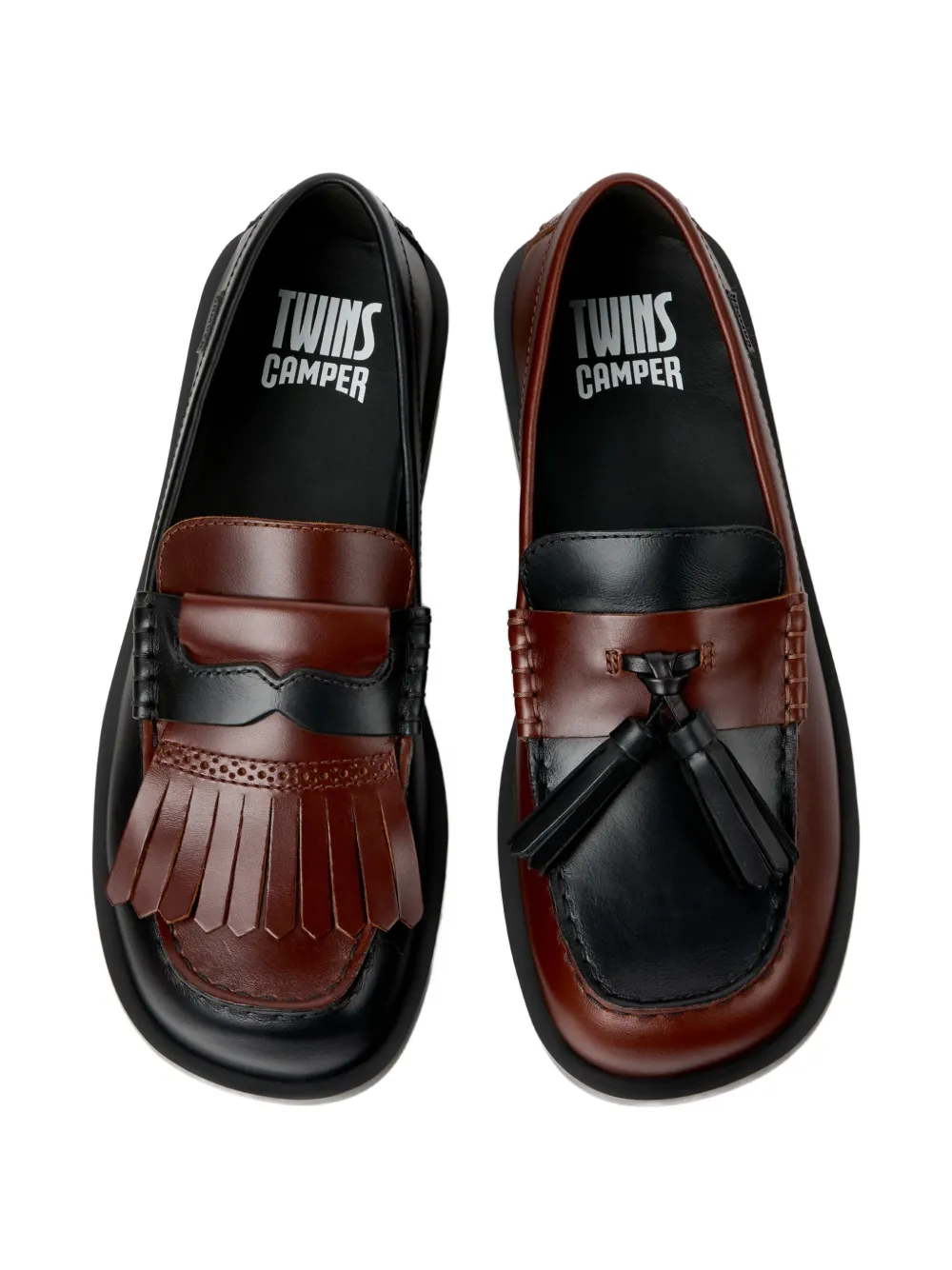 Camper Twins Don leather loafers Zwart