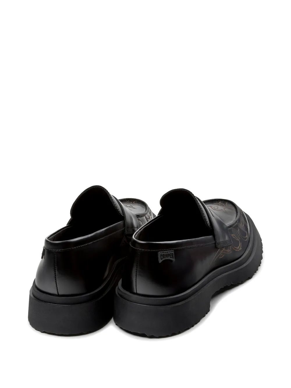 Camper Walden embroidered leather loafers Zwart
