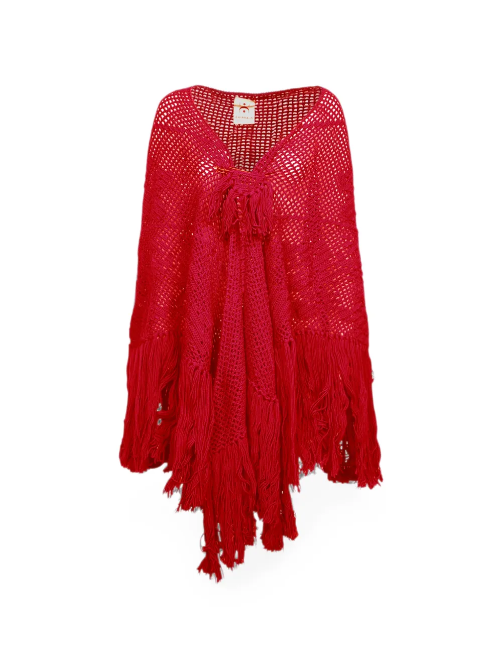 Chiara Is crochet-knit fringed shawl - Rosso