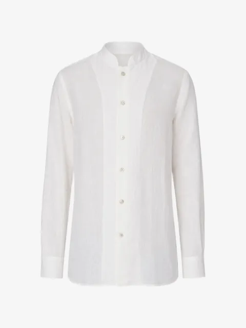 Eleventy stand-up collar linen shirt