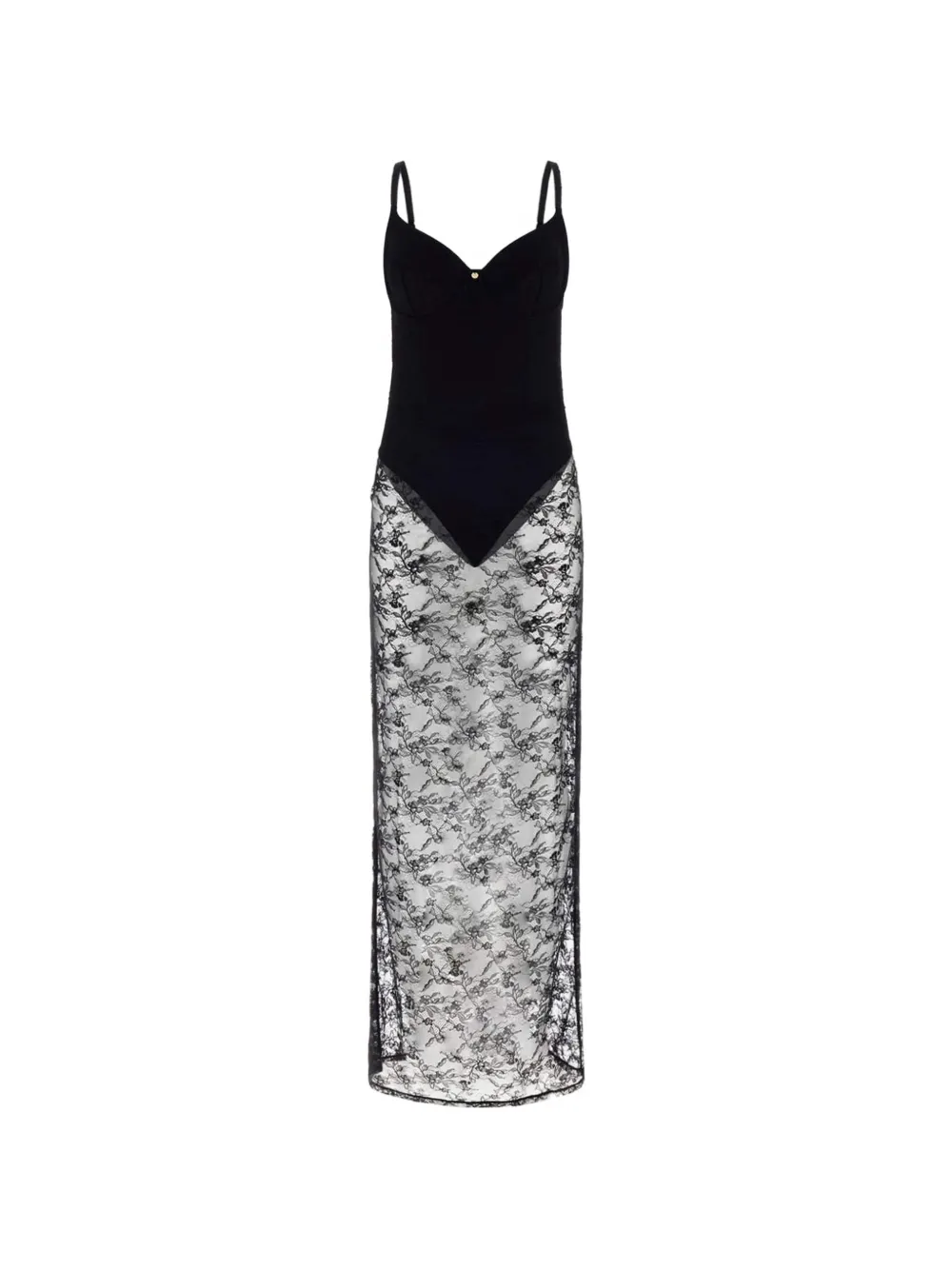 GUESS USA Elena floral-lace underwired bodysuit nightdress - Schwarz