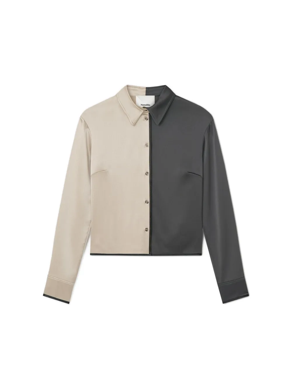 Nanushka Abria colour-block straight-hem shirt - Neutrals