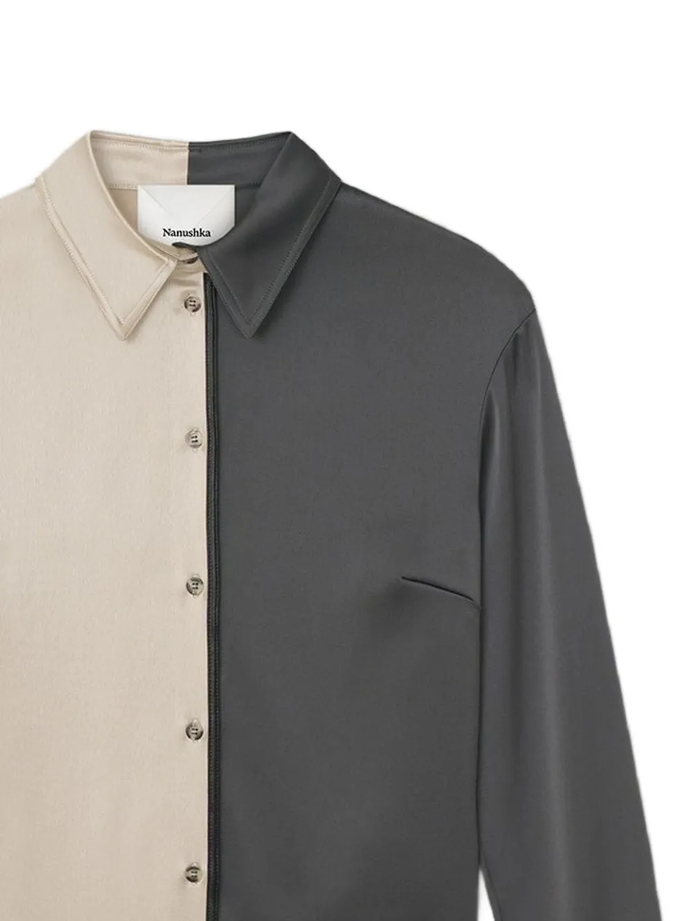 Nanushka Abria blouse met colourblocking Beige