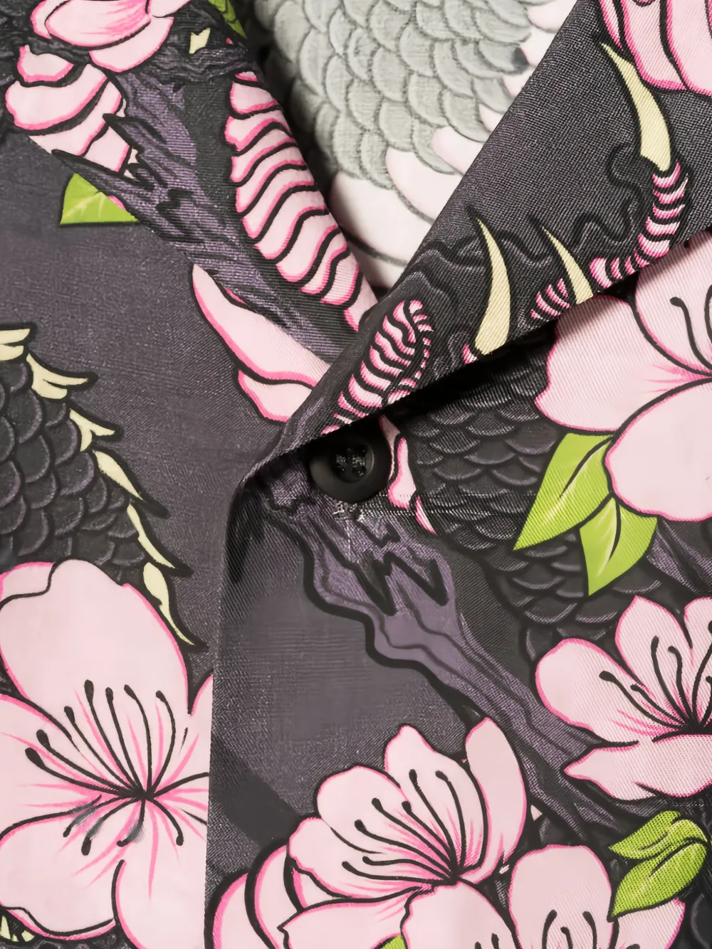Maharishi Overhemd met Sakura-print Blauw