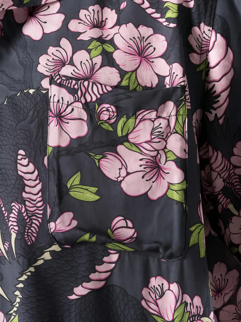 Maharishi Overhemd met Sakura-print Blauw