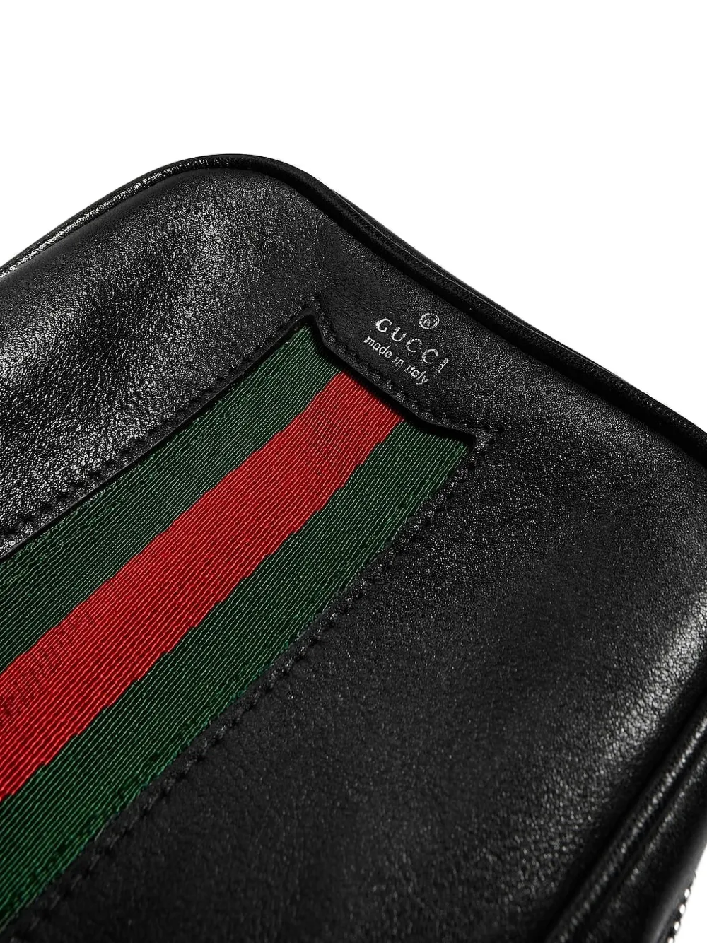 Gucci Leren schoudertas met Web-streep Zwart