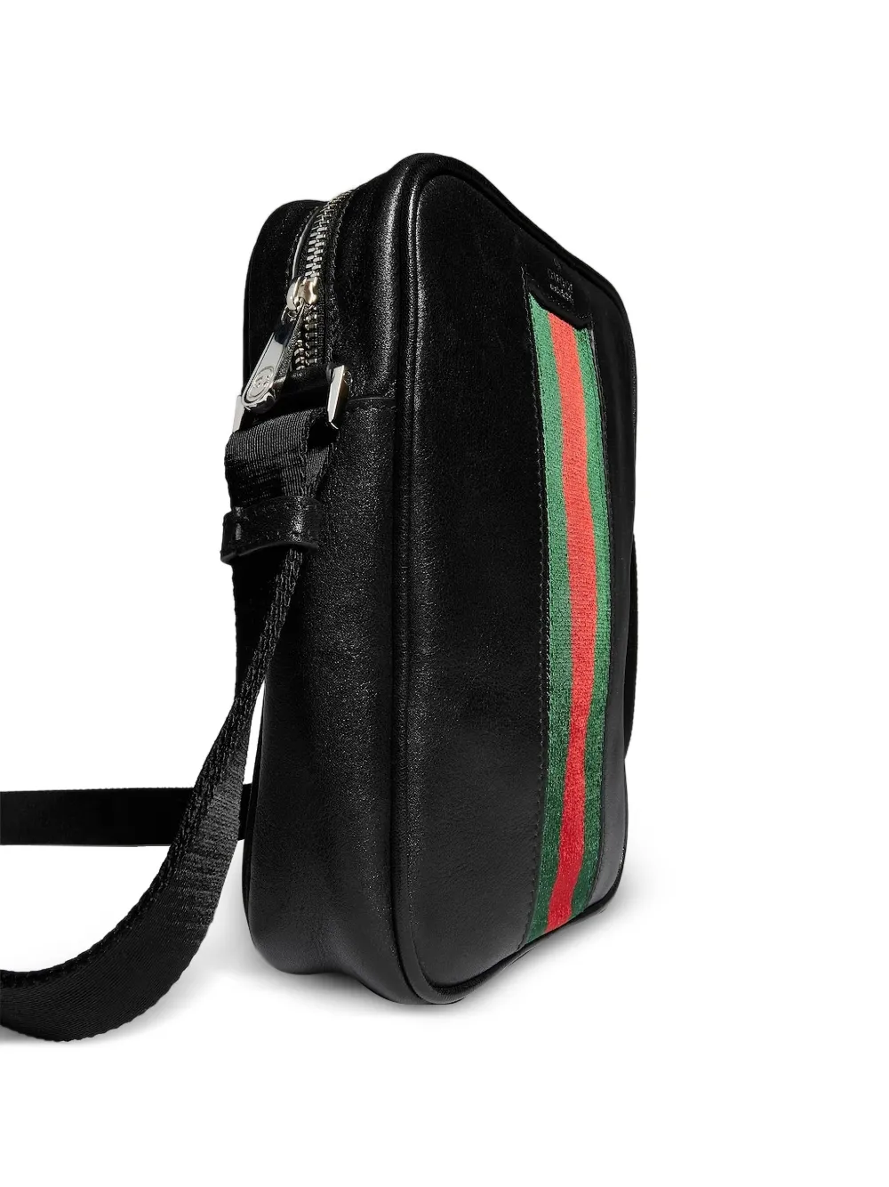 Gucci Leren schoudertas met Web-streep Zwart
