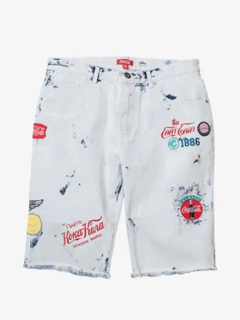 Staple x Coca-Cola patch-detail acid-wash shorts