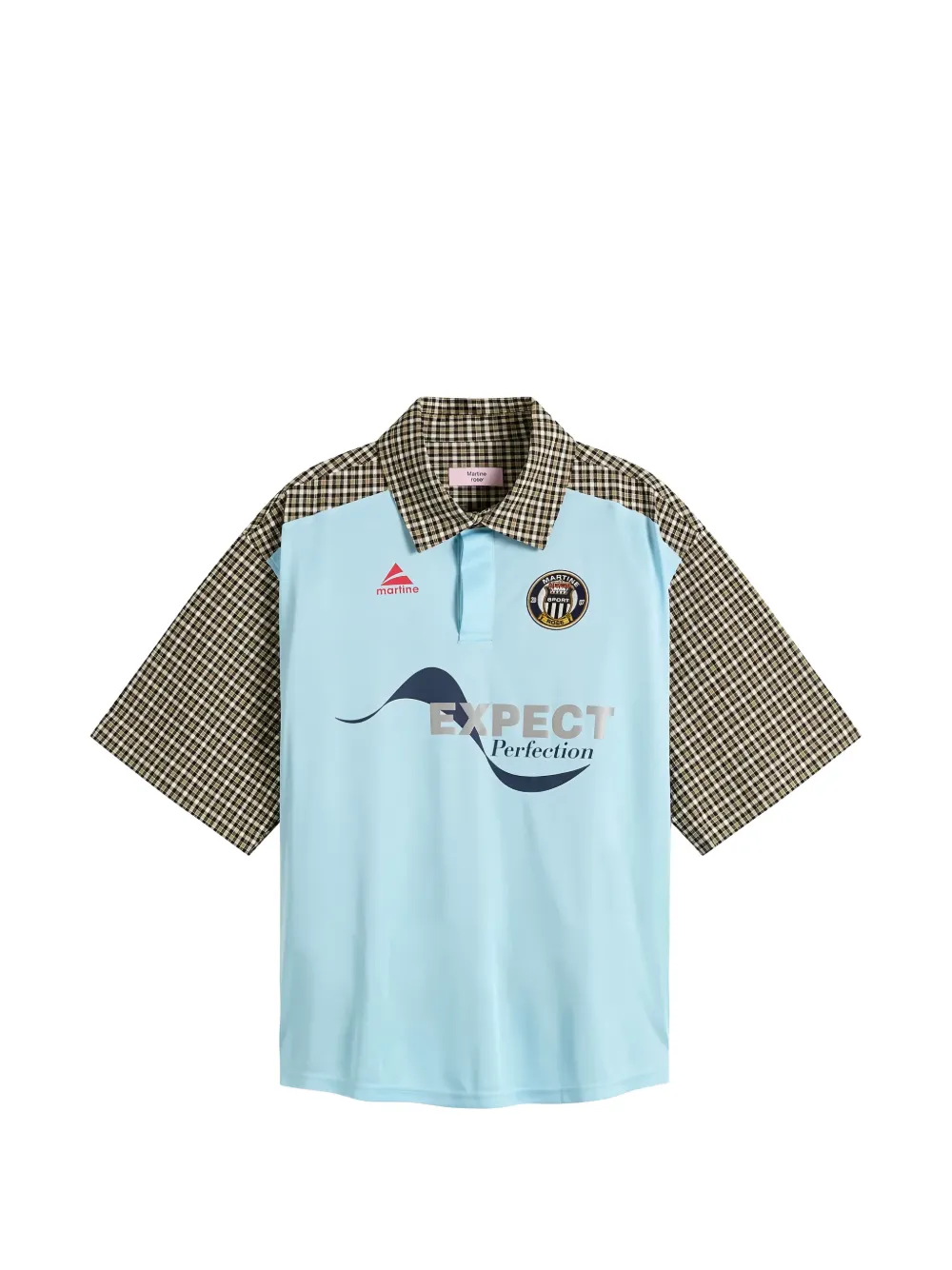 Martine Rose check-patterned panelled polo shirt - Blu