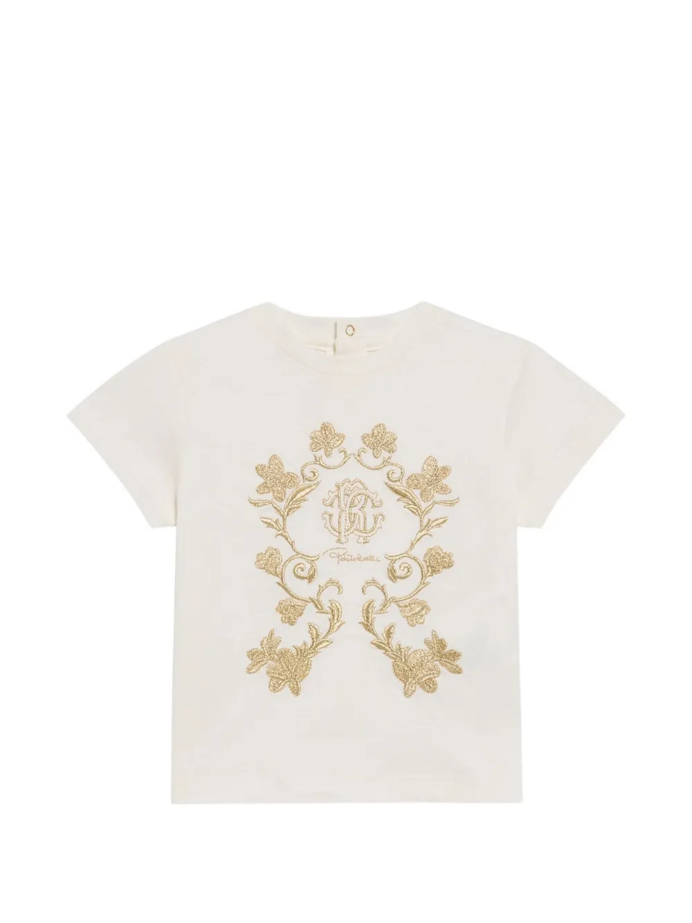 Roberto Cavalli Junior embroidered monogram T-shirt - Toni neutri