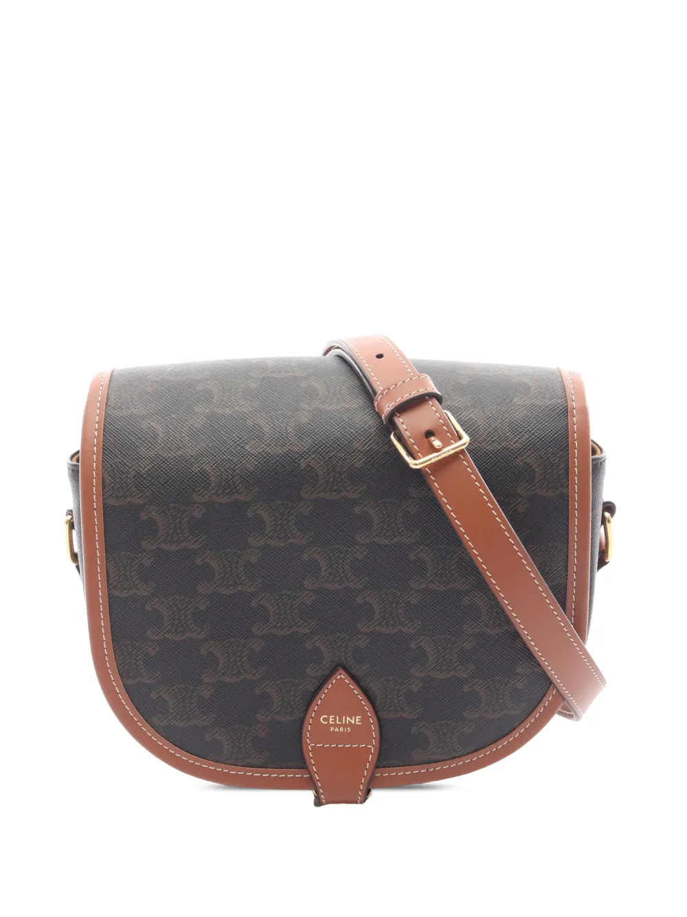 Celine Pre-Owned 2021-2026 Medium Triomphe Coated Canvas Folco crossbody bag - Brown