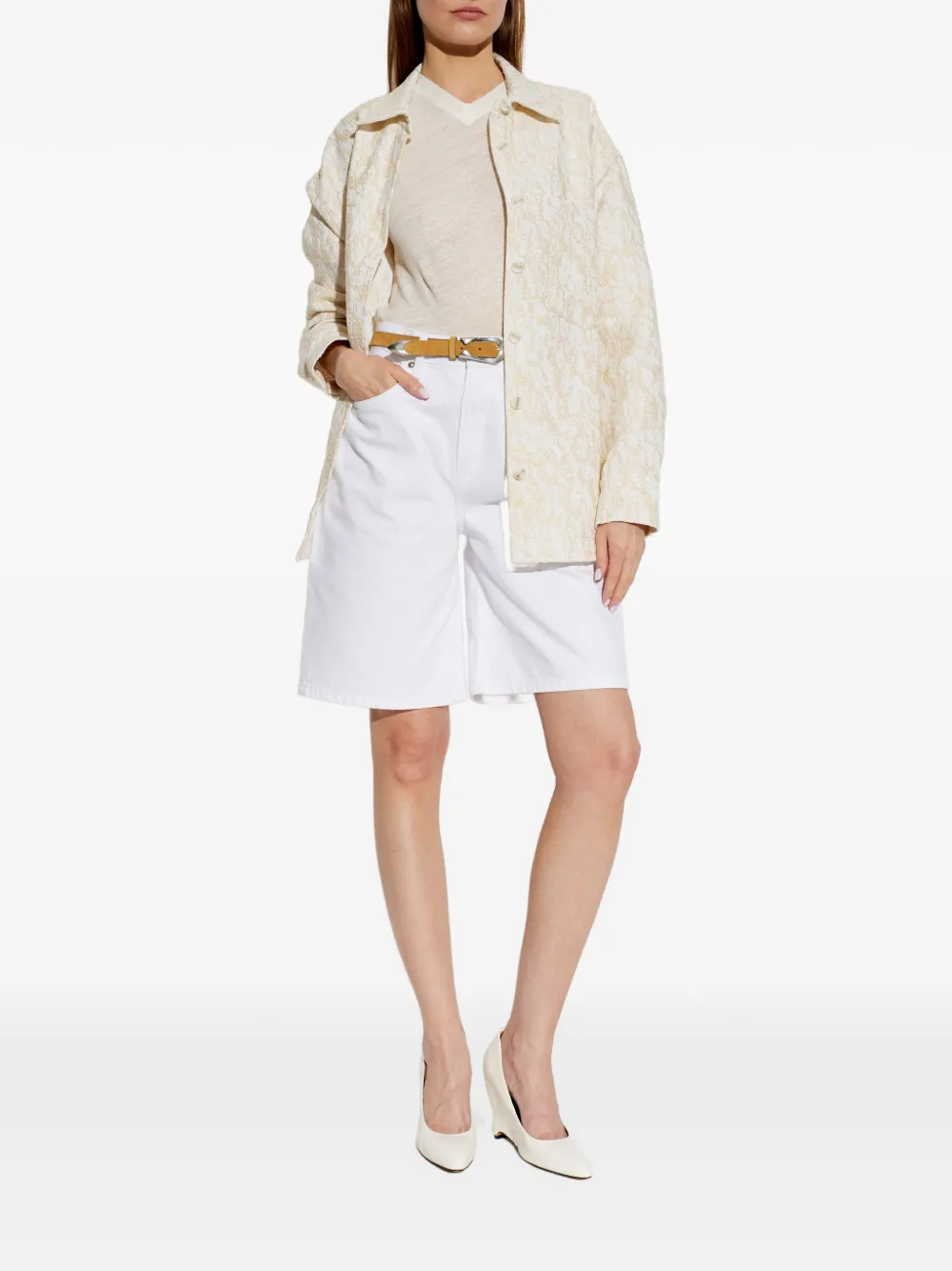 IRO Sybel T-shirt met V-hals Beige