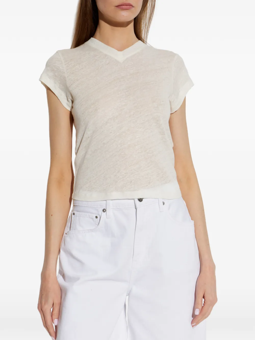 IRO Sybel T-shirt met V-hals Beige
