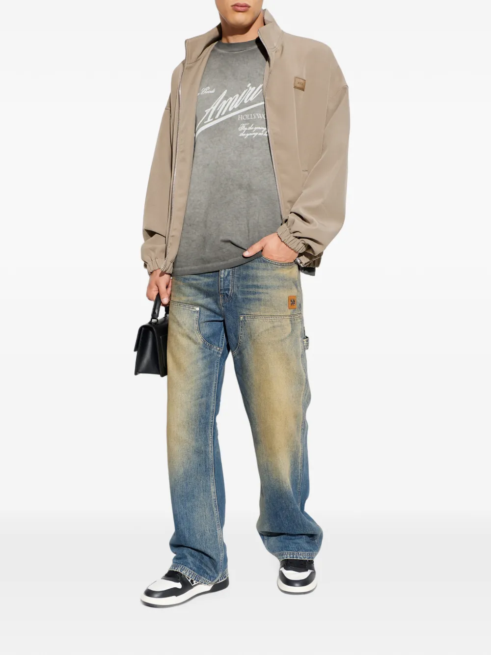AMIRI Jack met opstaande kraag en logo-patch Beige