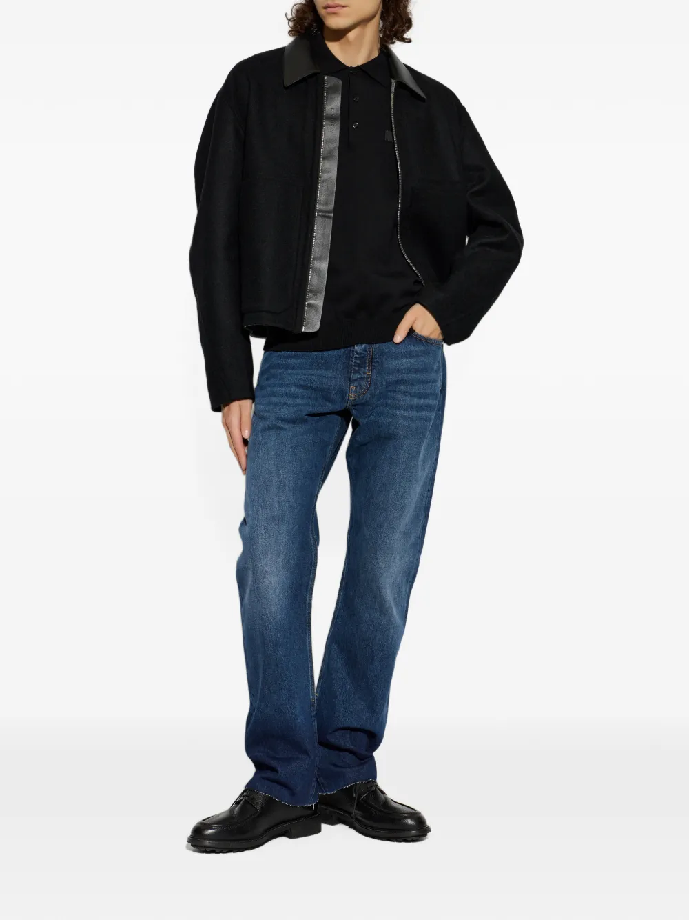 Givenchy Wollen jack met leren kraag Zwart