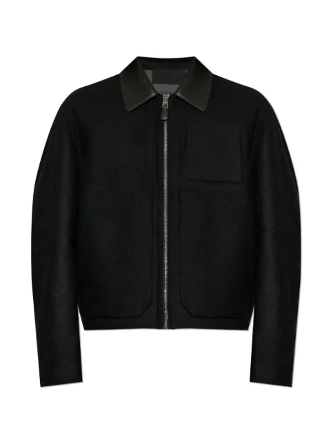 Givenchy leather-collar wool jacket