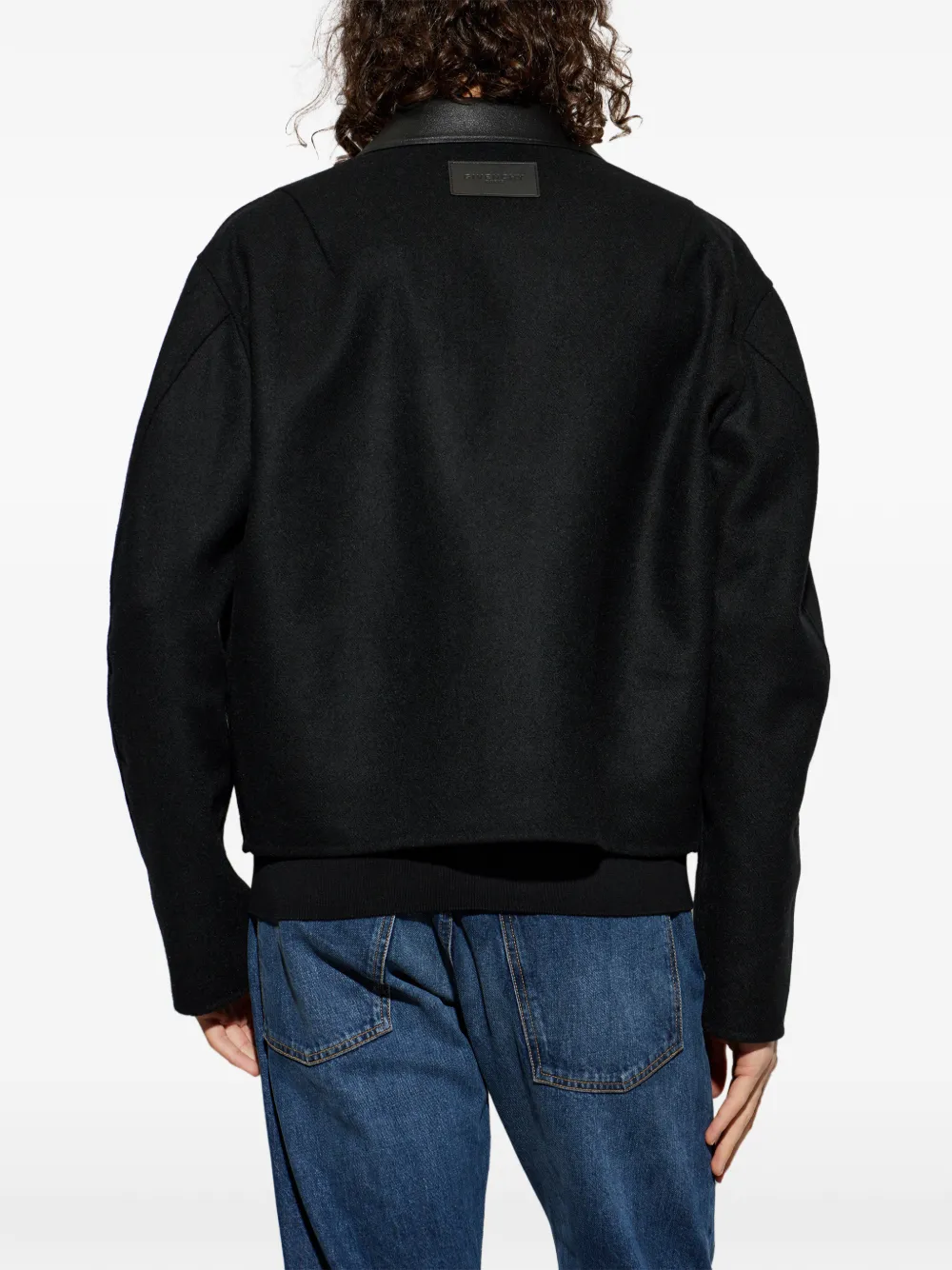 Givenchy Wollen jack met leren kraag Zwart