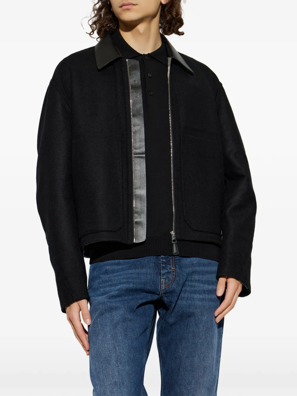 Givenchy Wollen jack met leren kraag Zwart
