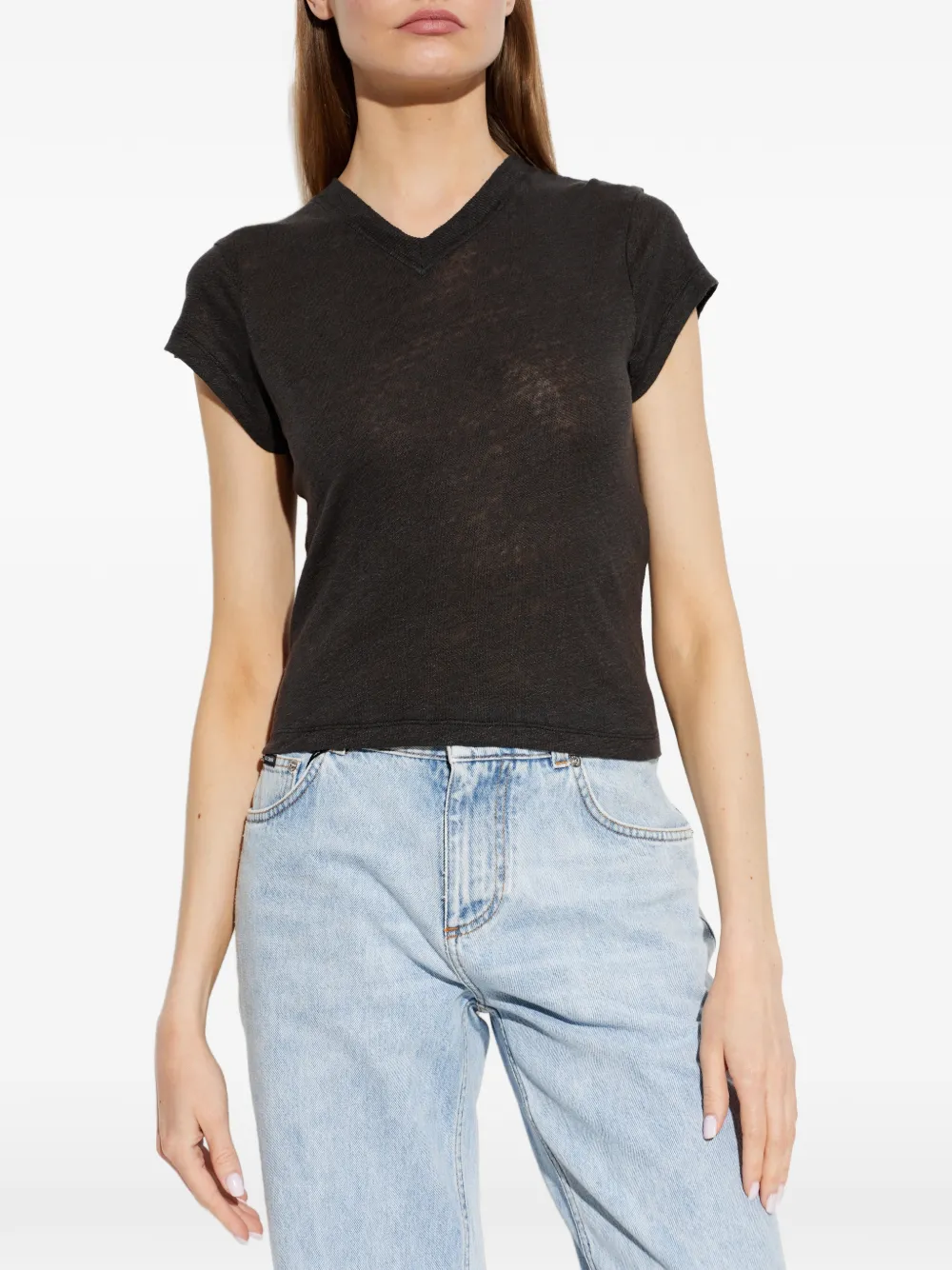 IRO Sybel T-shirt met V-hals Zwart