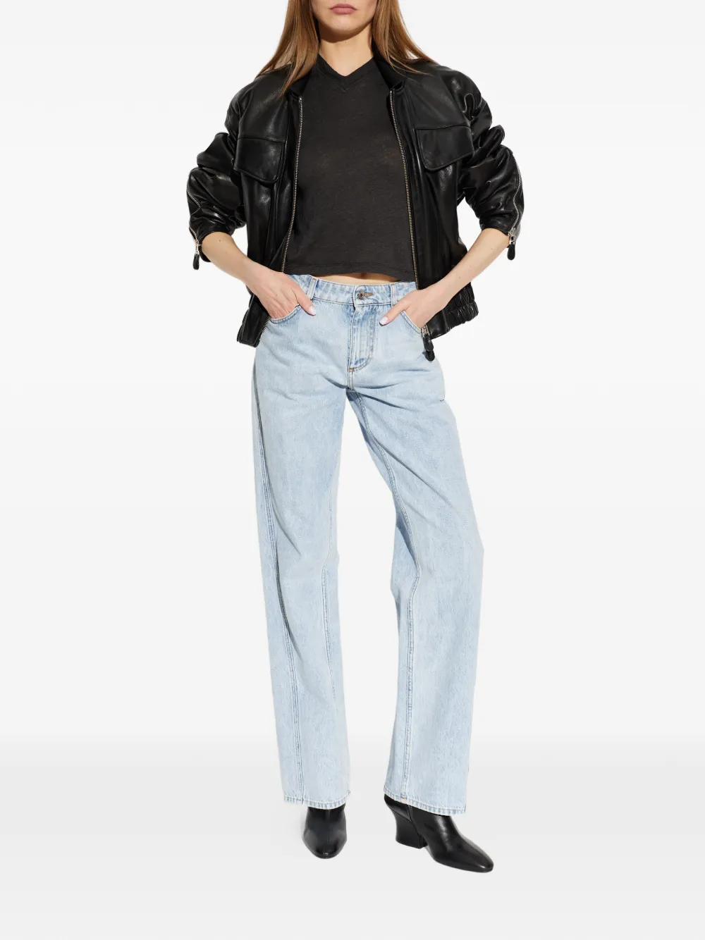 IRO Sybel T-shirt met V-hals Zwart