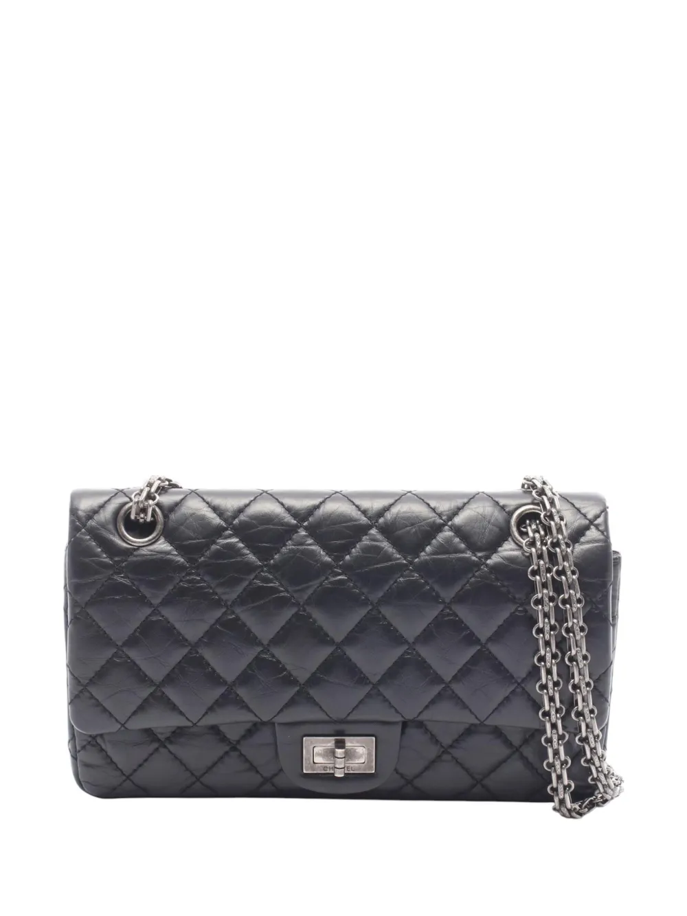 CHANEL Pre-Owned 2019 Quilted Aged Calfskin Reissue 2.55 Double Flap 225 shoulder bag - Nero