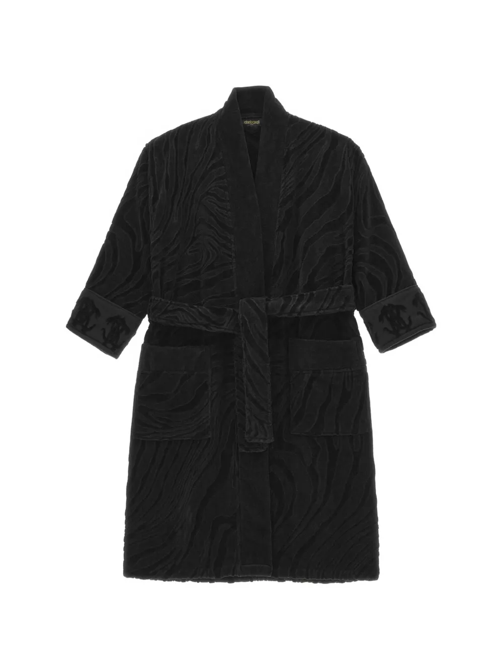 Roberto Cavalli Home zebra-pattern rhinestone-detail bathrobe - Nero