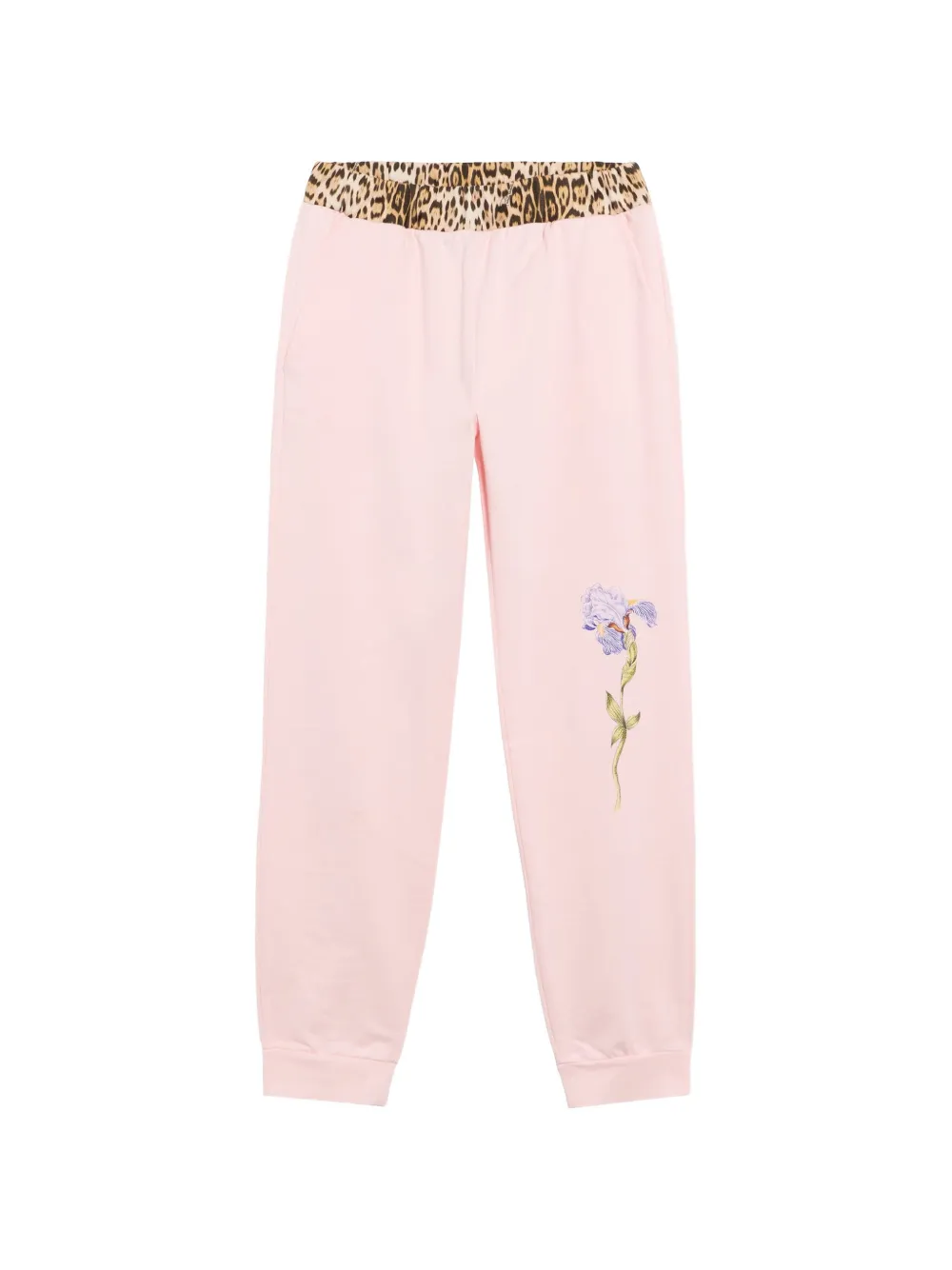 Roberto Cavalli Junior leopard-print waistband track pants - Rosa