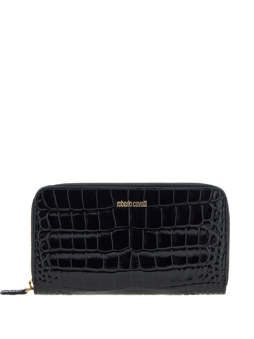 Roberto Cavalli croc-effect zip-around wallet - Nero