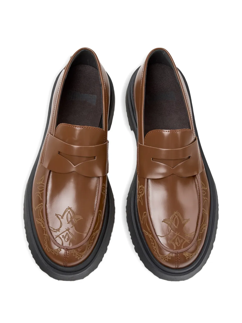 Camper Walden embroidered leather loafers Bruin