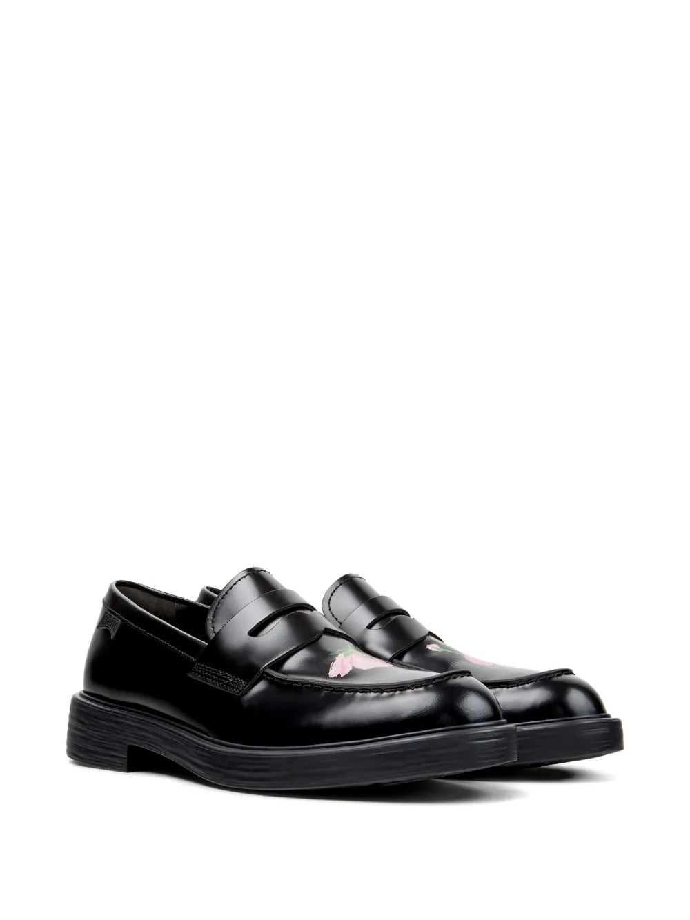 Camper Loafers met bloemenprint Zwart