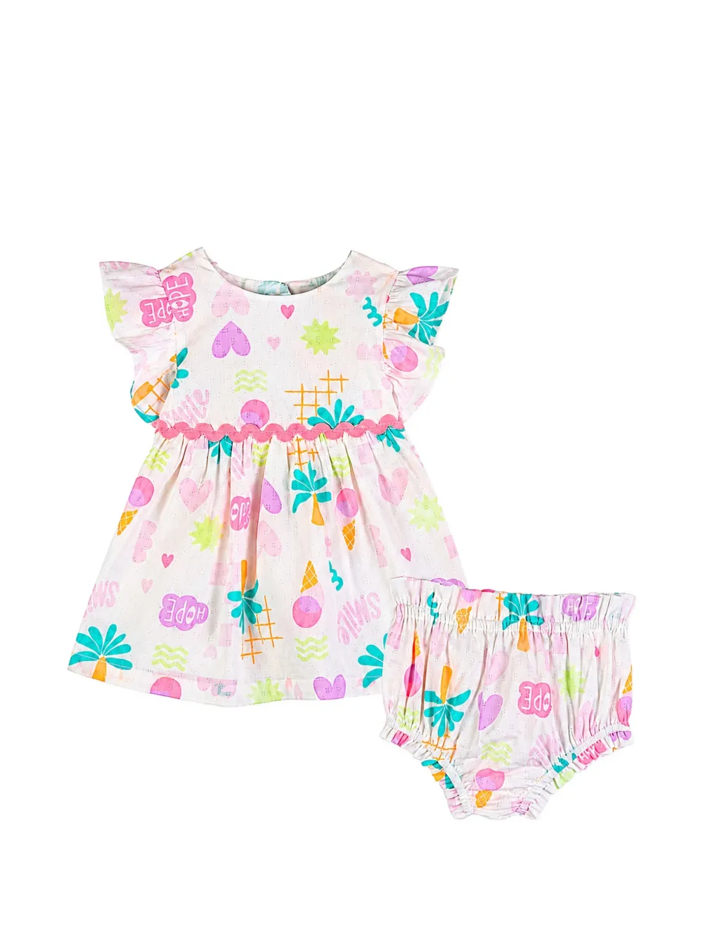 Billieblush graphic-print ruffled dress - Bianco