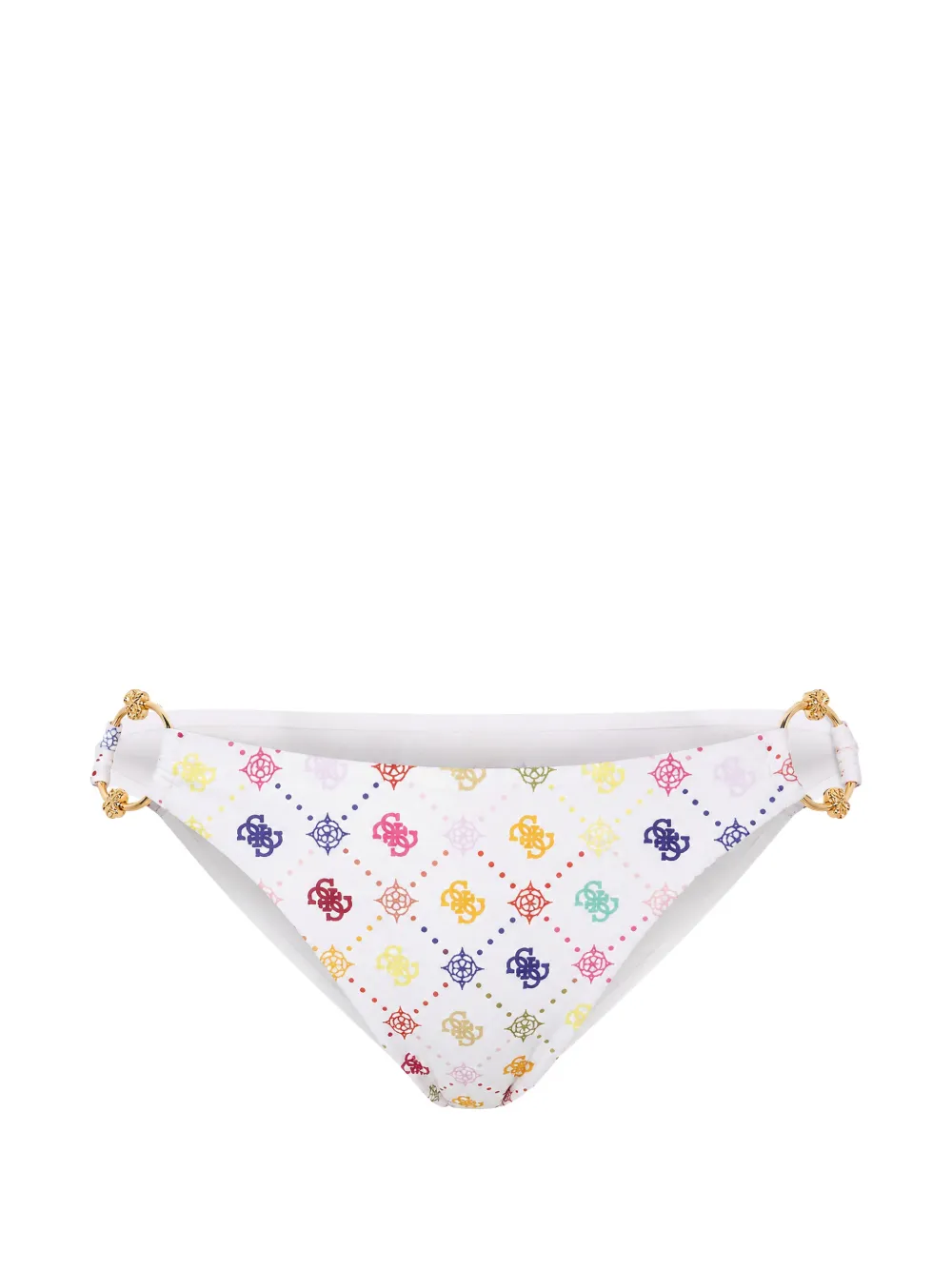 GUESS USA logo-print ring-detail bikini bottoms - Bianco