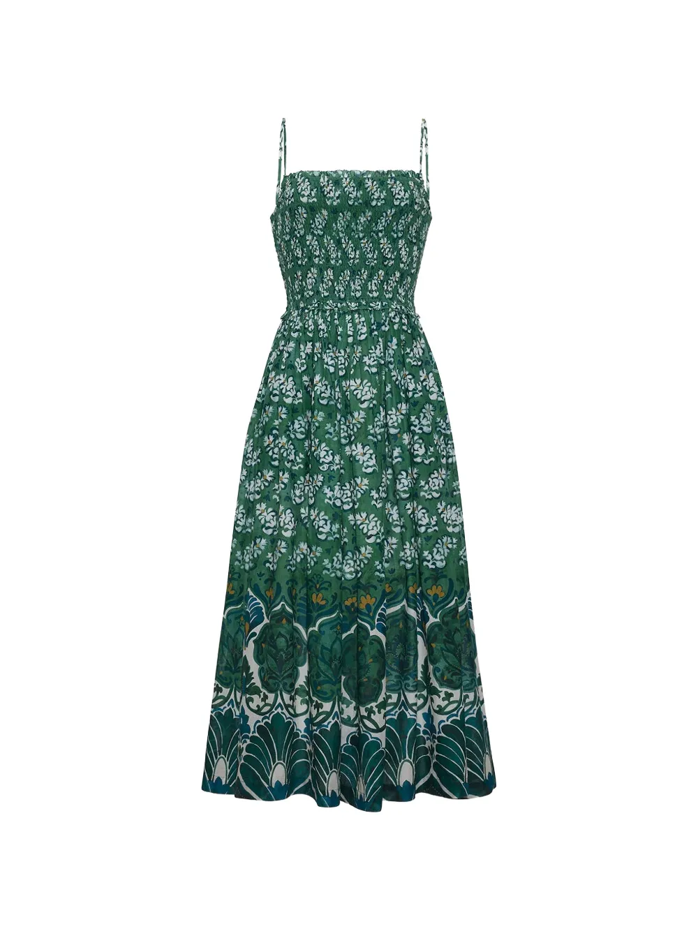 Cara Cara Carmen floral-print smocked midi dress - Green