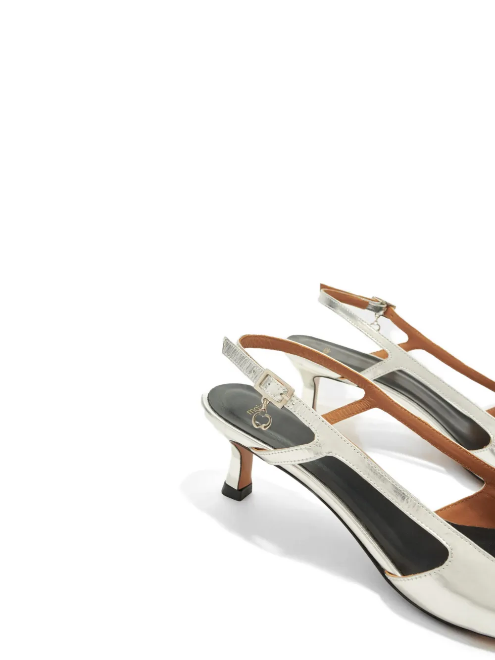 Maje metallic-finish slingback heeled pumps Zilver