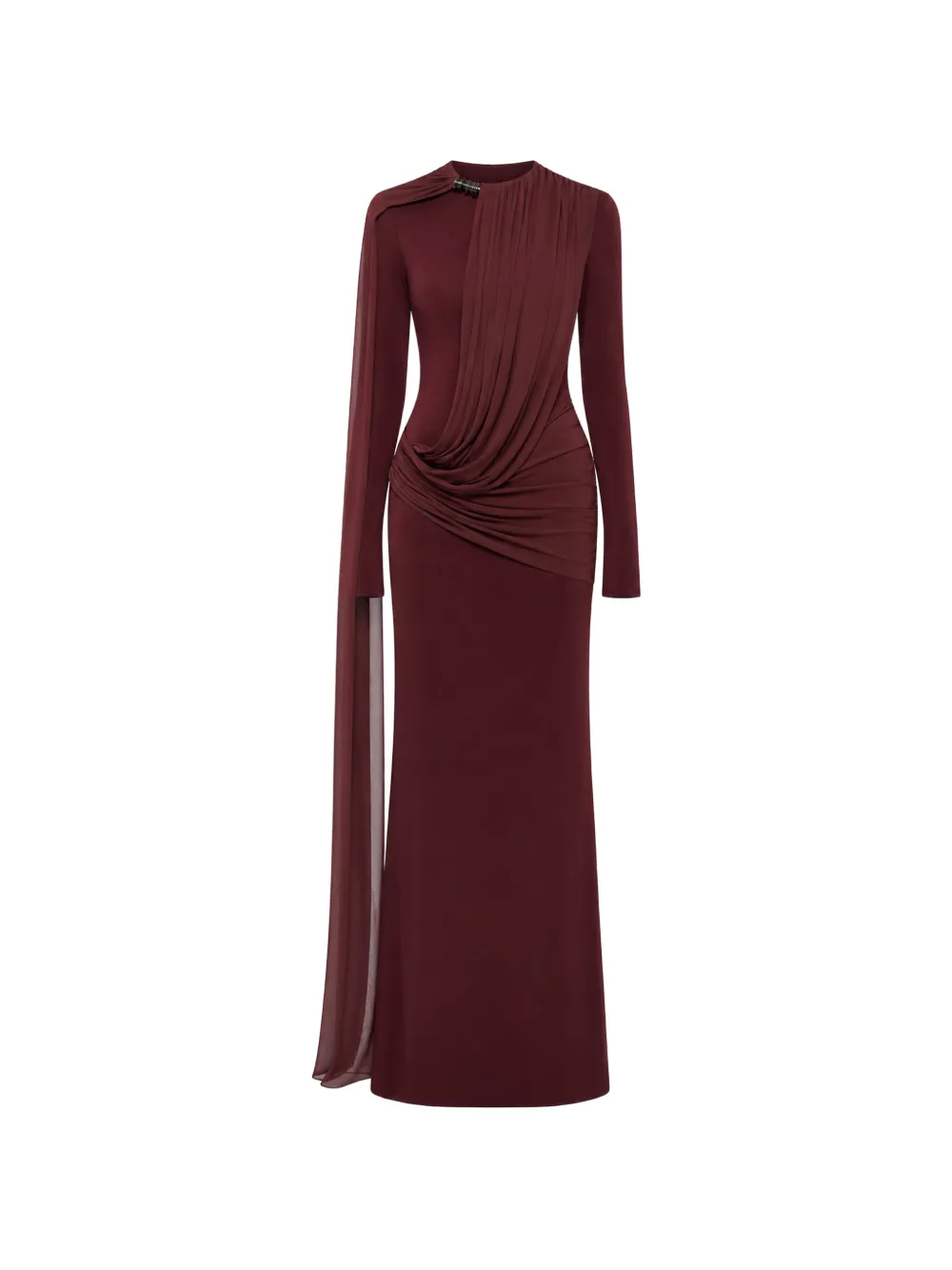 Chats By C.dam Nilah Draped-detailing Maxi Dress In Burgundy
