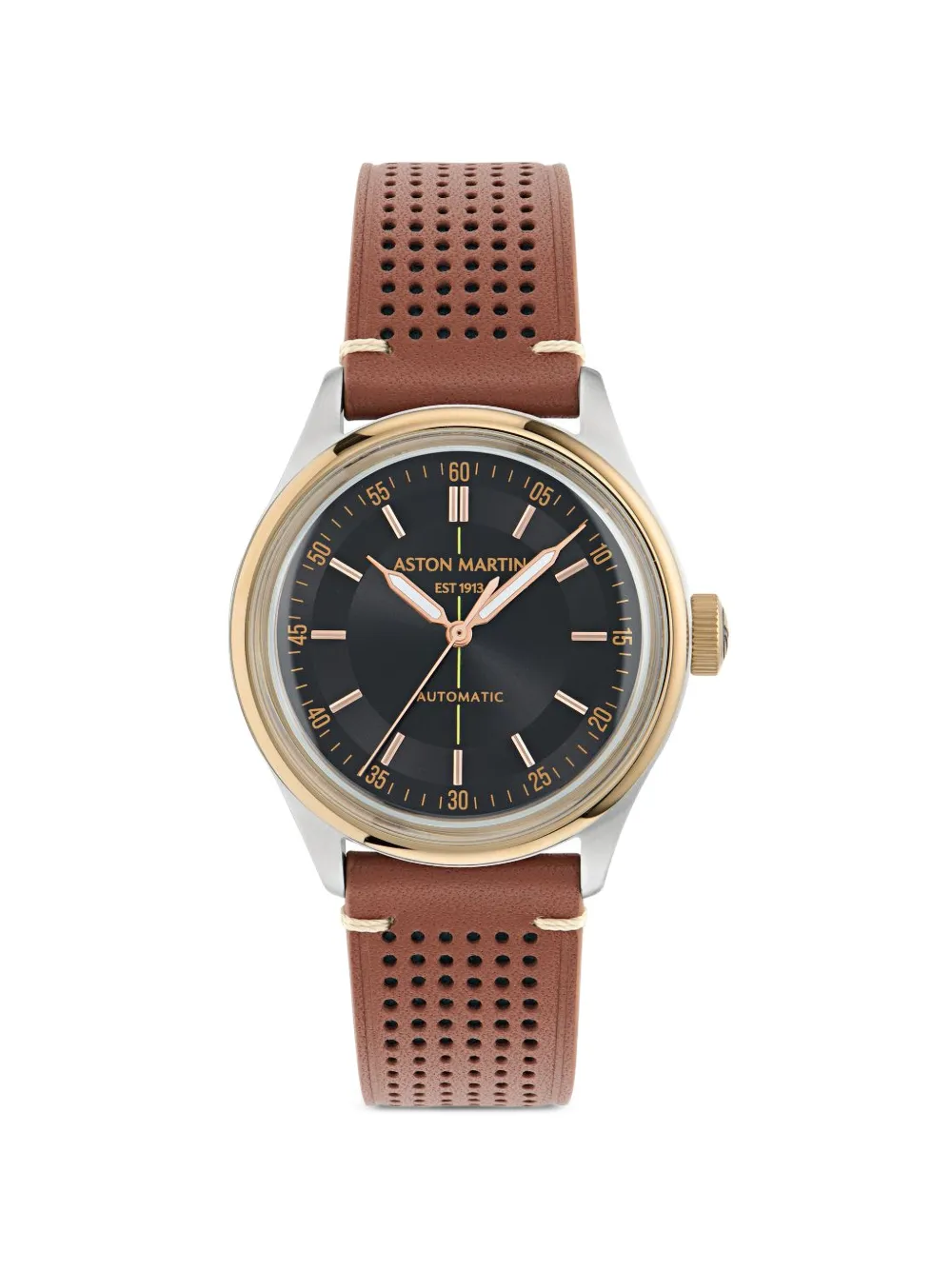 Aston Martin Watches perforated leather 42mm watch - Nero