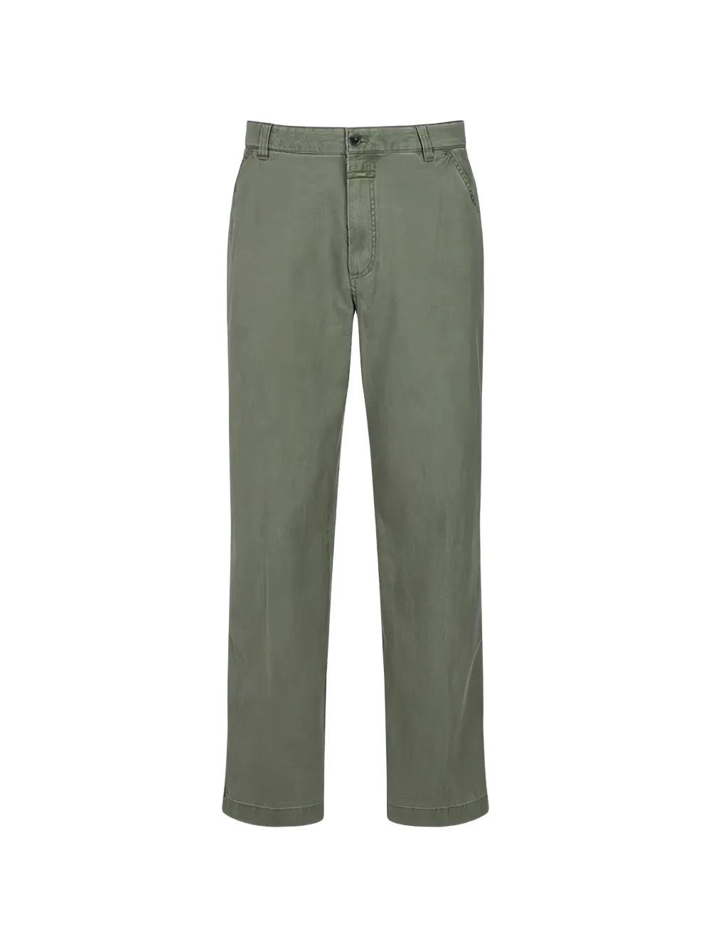 Closed straight-leg button-fastening trousers - Verde