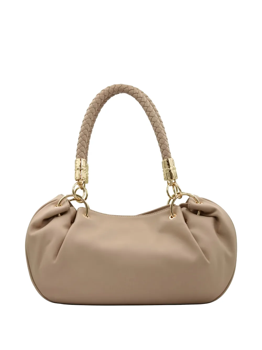 Love Moschino Gesmockte shopper met gevlochten handgreep Beige