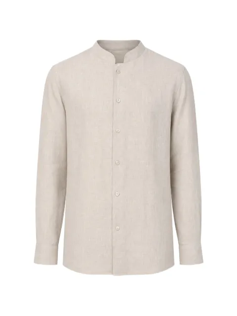 Eleventy linen stand-up collar shirt
