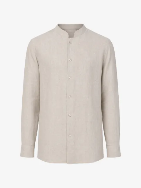 Eleventy linen stand-up collar shirt