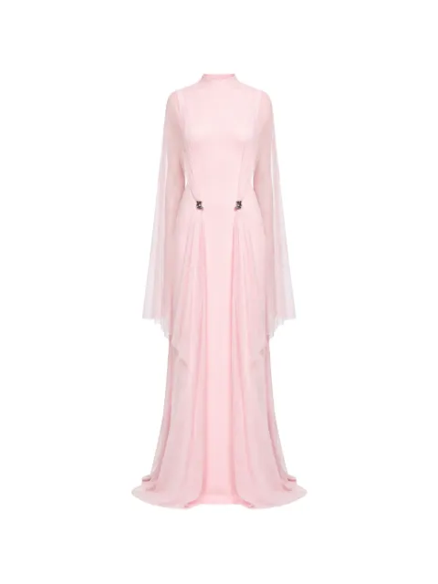 CHATS BY C.DAM Khaju cape-overlay gathered maxi dress