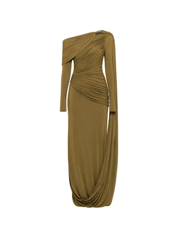 chats by c.dam green dress CHATS BY C.DAM Suriya Ruched Dress | Green