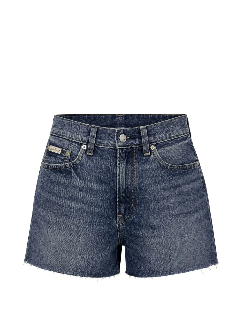Calvin Klein 90s Relaxed raw-cut mini denim shorts - Blu