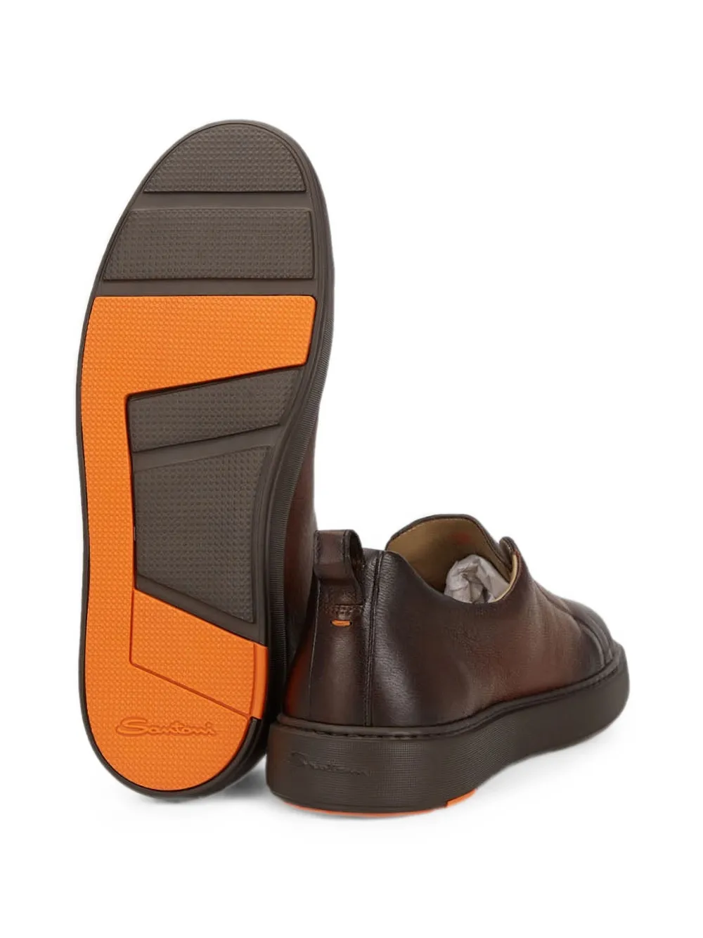 Santoni Victory burnished leather slip-on sneakers Bruin