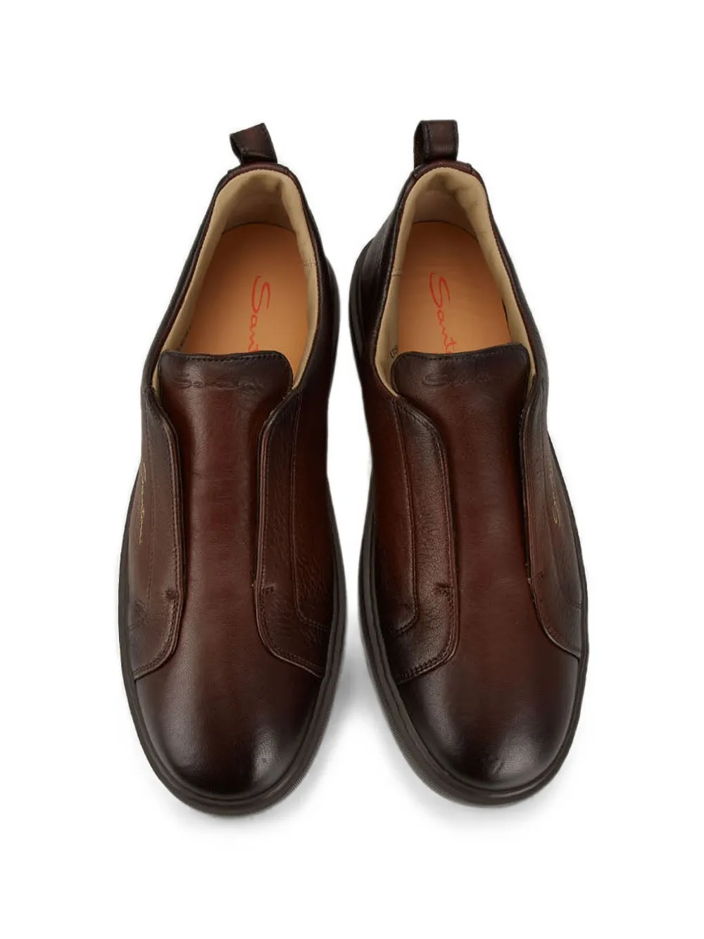 Santoni Victory burnished leather slip-on sneakers Bruin