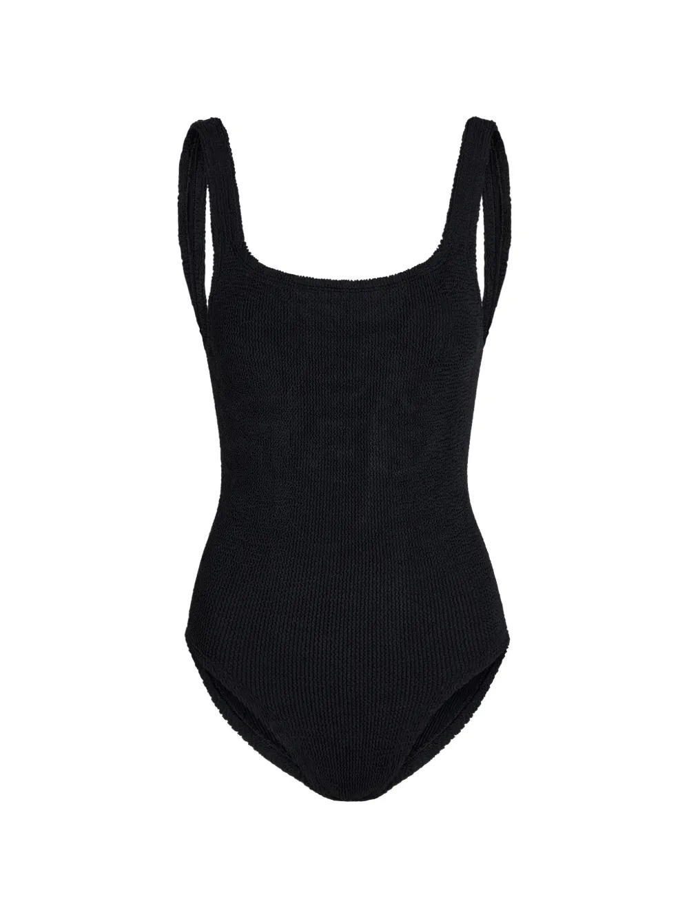 Hunza G crinkle-effect square-neck swimsuit - Nero