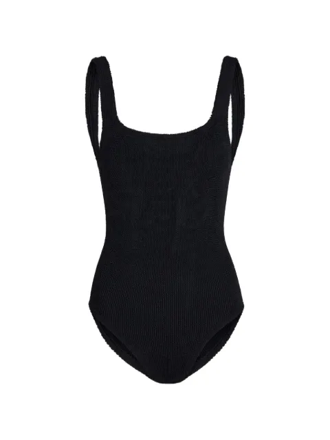 Hunza G crinkle-effect square-neck swimsuit