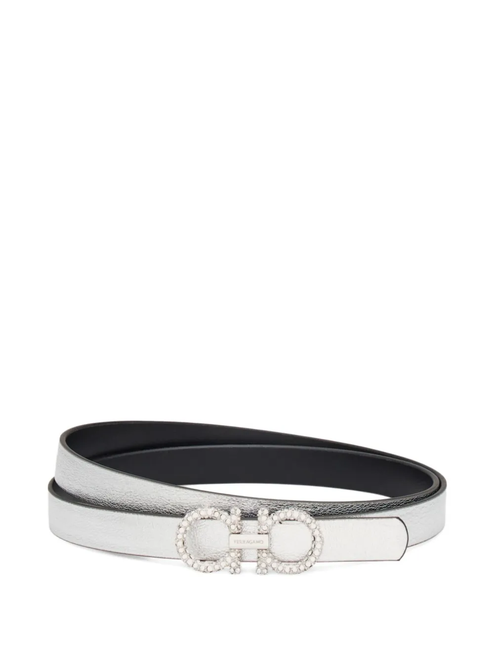 Ferragamo Gancini strass-embellished belt - Argento