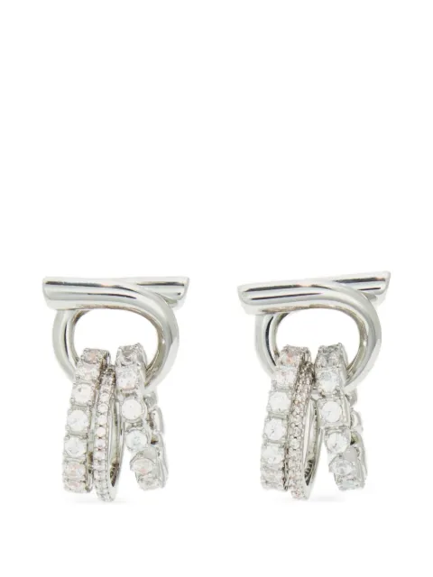Ferragamo aretes Gancini con dije de anillo de cristal