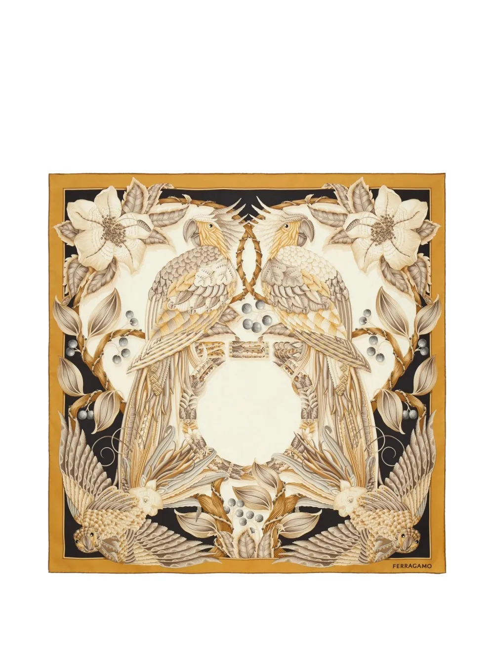 Ferragamo Parrots-print silk scarf - Toni neutri